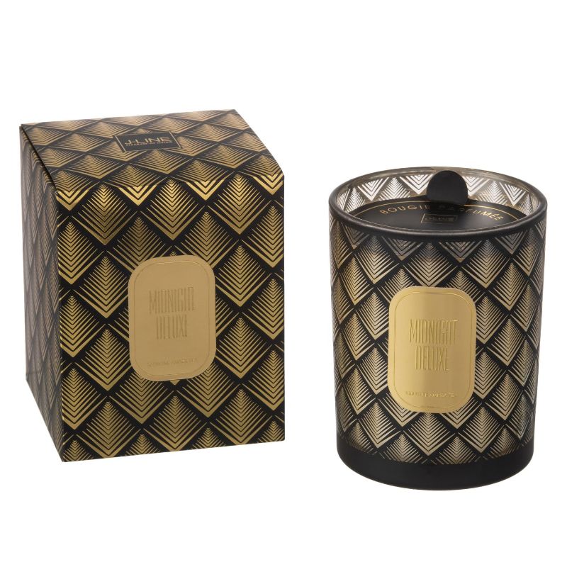 JLine Bougie parfumée Midnight Deluxe Verre Noir/Or L 70h