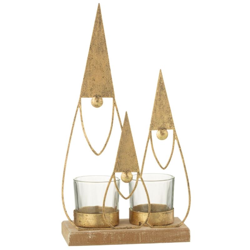 Photophore Pères Noël Métal Or