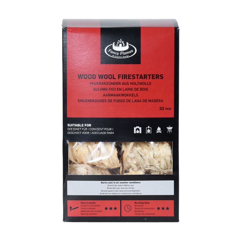 Allume-feu laine de bois 32 pièces
