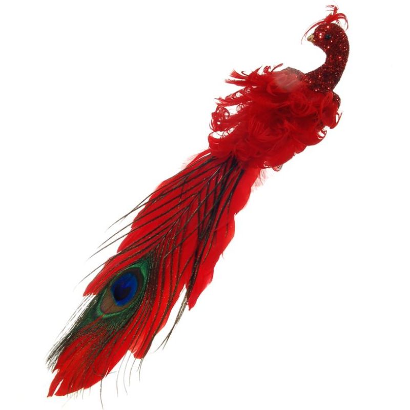 Paon clip rouge 30cm