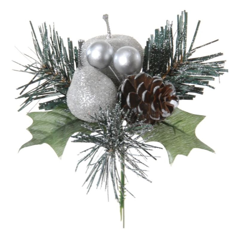 Pic artificielle décor Noël argent 20cm