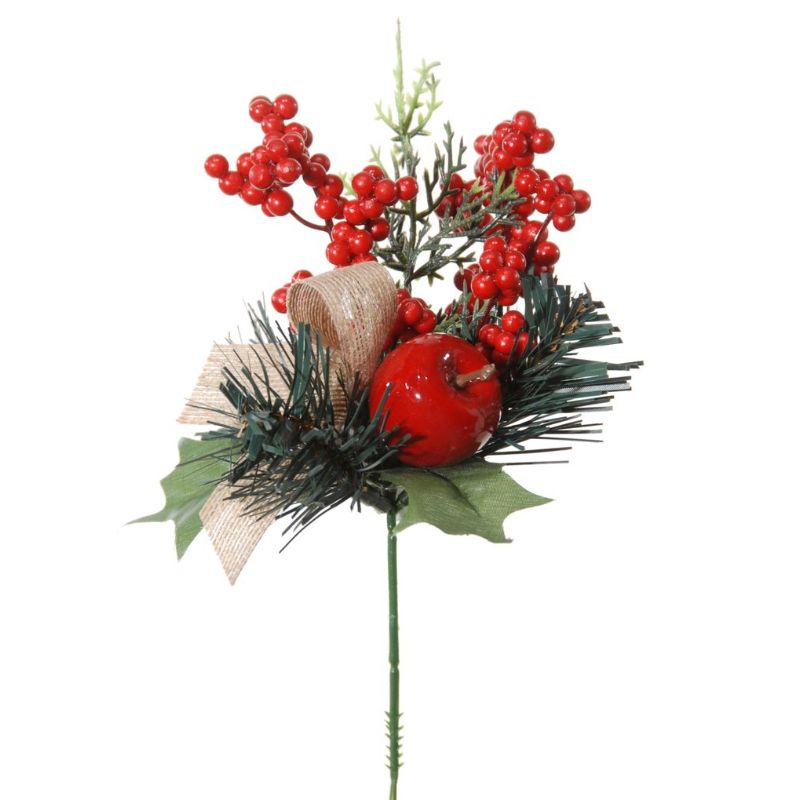 Pic artificielle déco Noël rouge 25cm