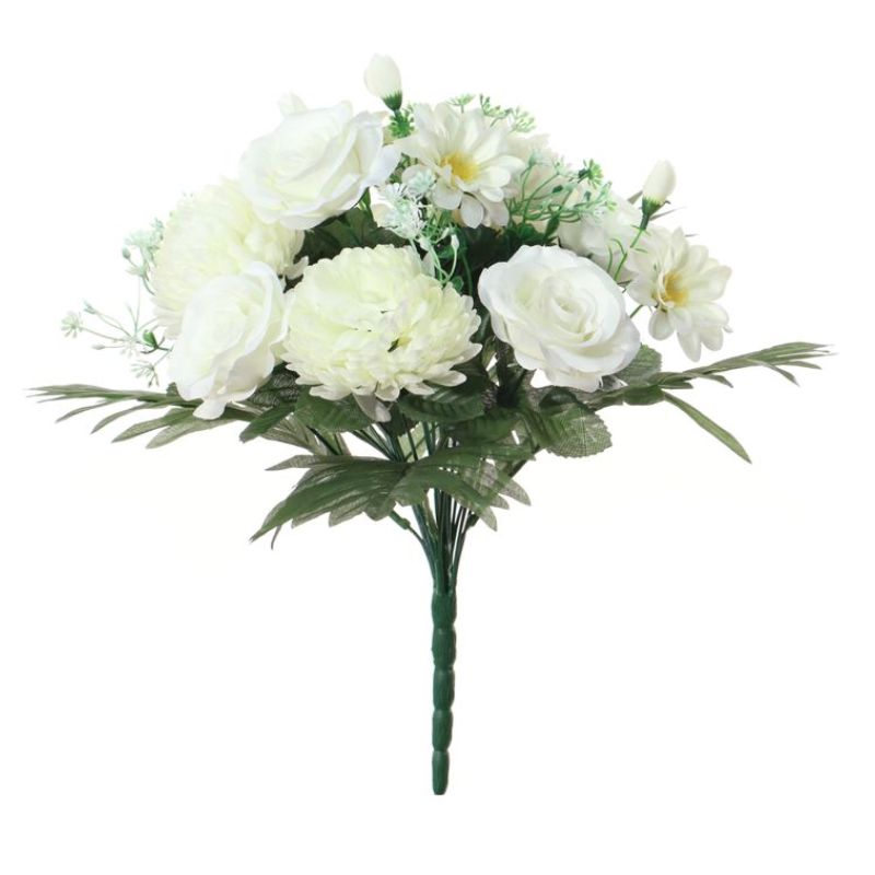 Bouquet roses/chrysanthèmes crèmes