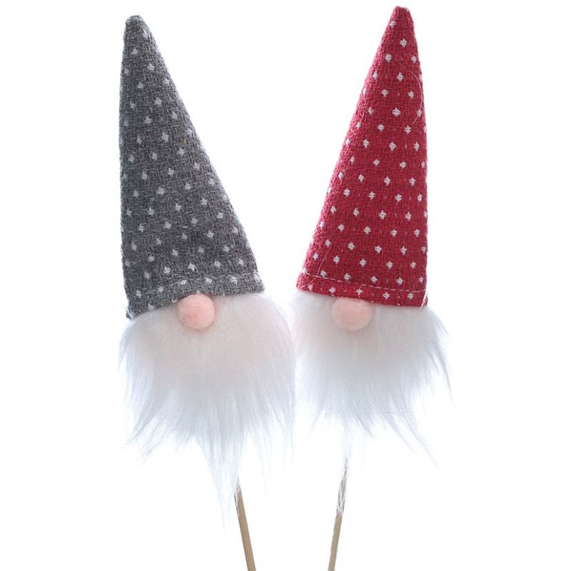 Père Noël textile sur pic rouge/gris