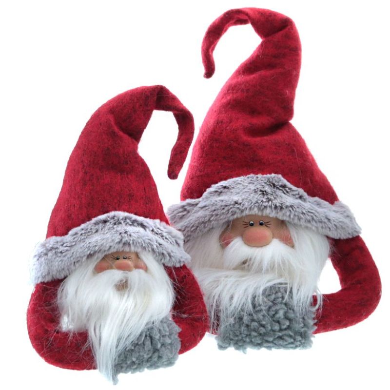 Père Noël textile plush barbe rouge/gris