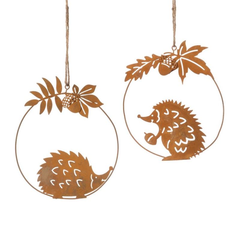 Hérisson métal rouille à suspendre