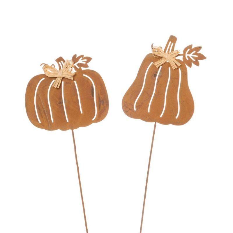 Citrouille sur pic métal rouille