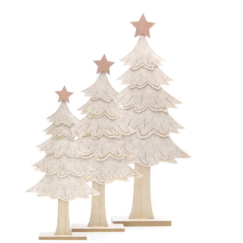 Sapin en feutre sur socle en bois